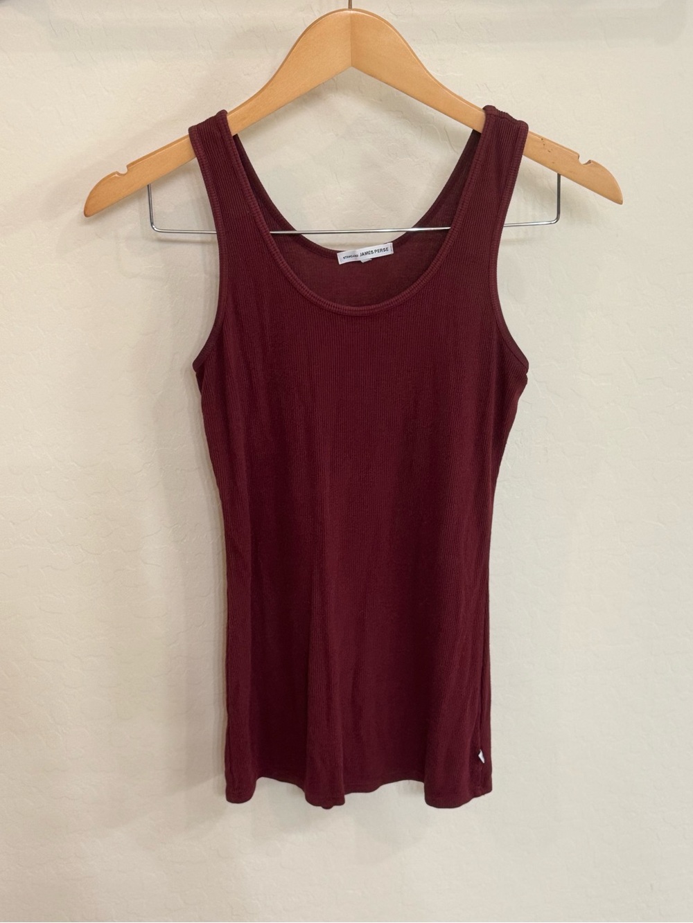 James Perse Burgundy Ribbed 90s Scoop Neck Daily Tank Top Size 3 Large